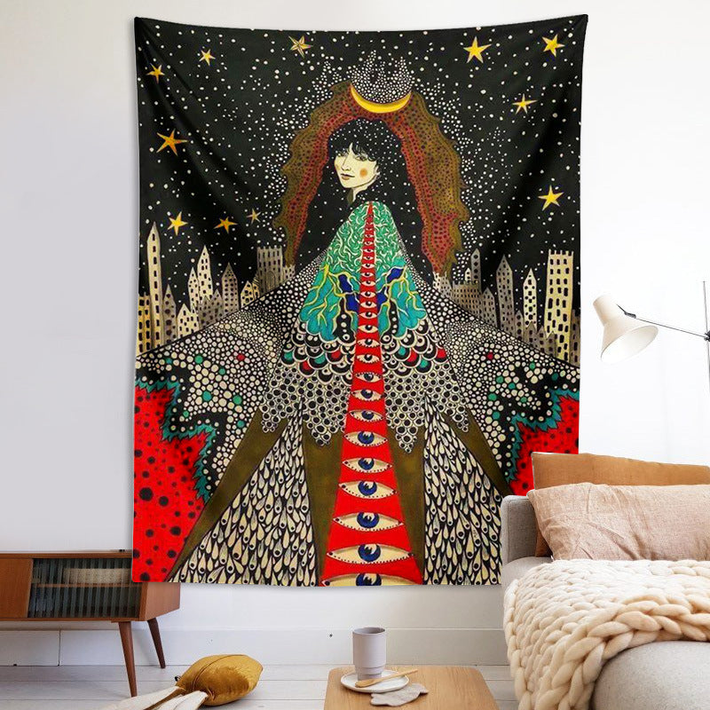 Celestial Boho Tapestry, Floral Tapestry, Botanical Hippie Décor, Celestial Wall Rug