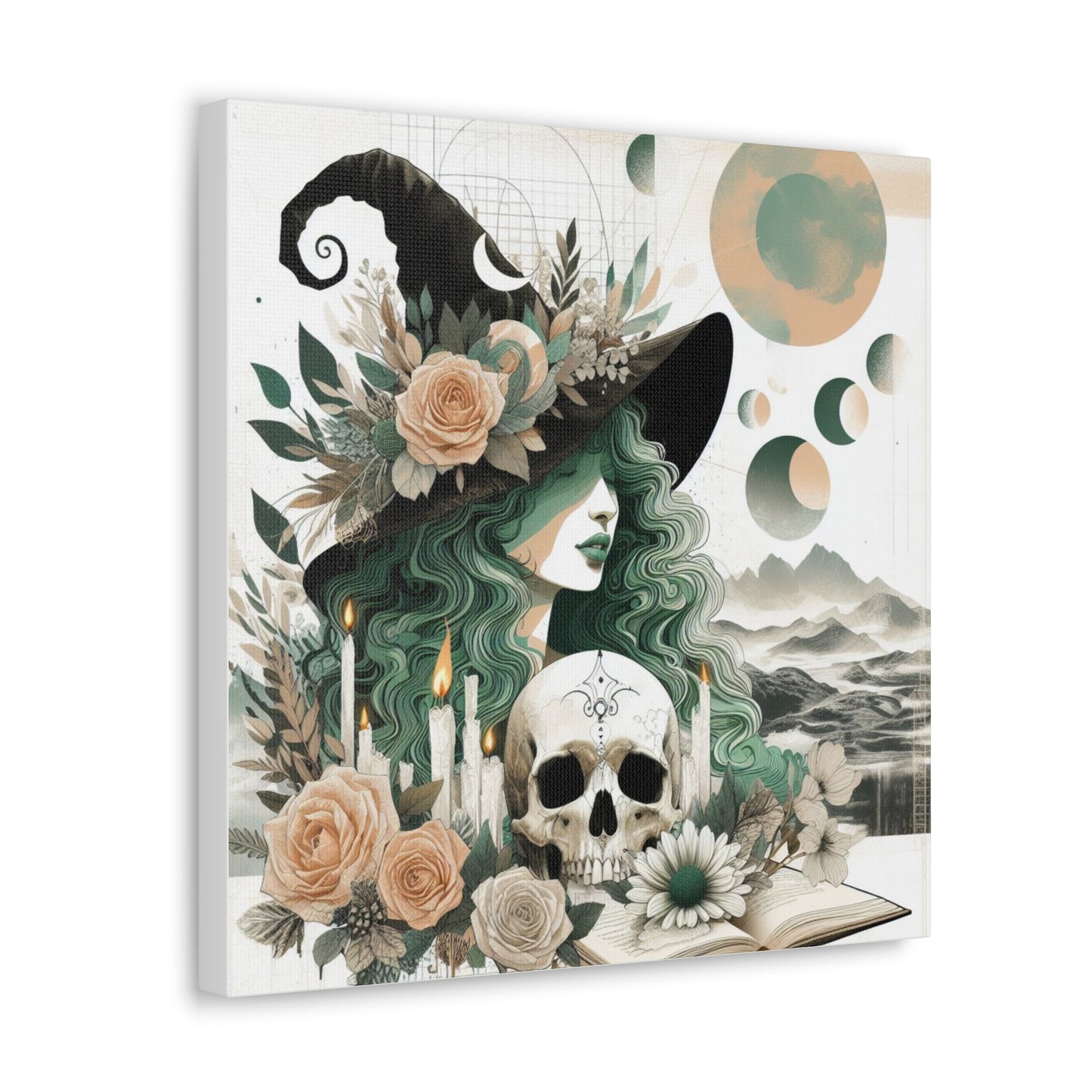 Canvas Gallery Wraps, The Green Witch, Dark Cottagecore Decor, Witch Wall Art, Ai Generated Art