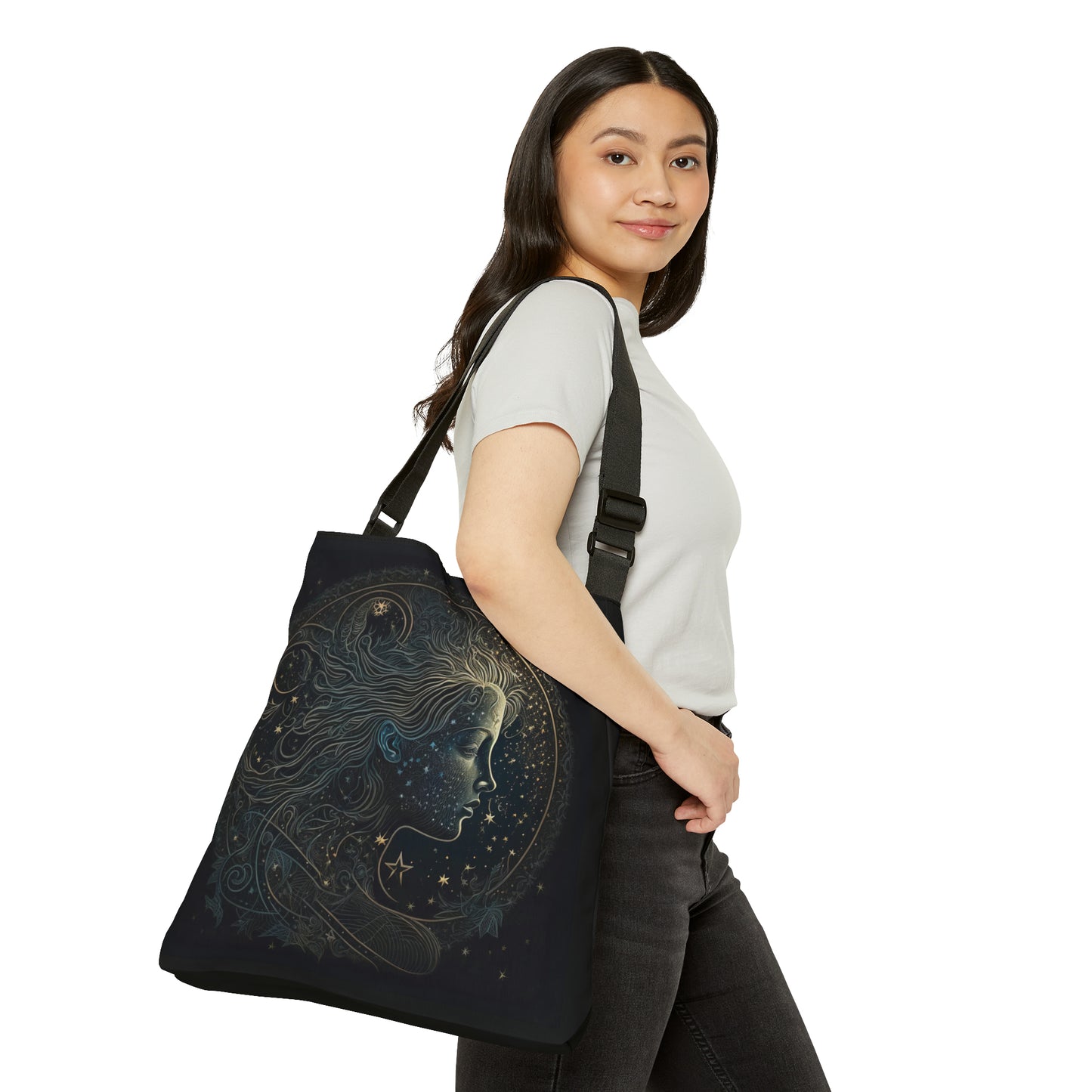 Aquarius Tote Bag, Adjustable Tote Bag for Aquarius, AOP Horoscope Tote