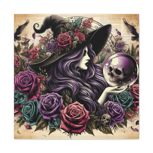 Canvas Gallery Wraps, The Purple Witch, Dark Cottagecore Decor, Witch Wall Art, Ai Generated Art