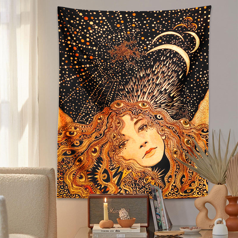 Celestial Boho Tapestry, Floral Tapestry, Botanical Hippie Décor, Celestial Wall Rug