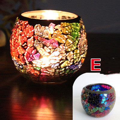 European Candle Holder, Gift Ornament, Crafted from Glass Mosaic, Whimsical Home Décor