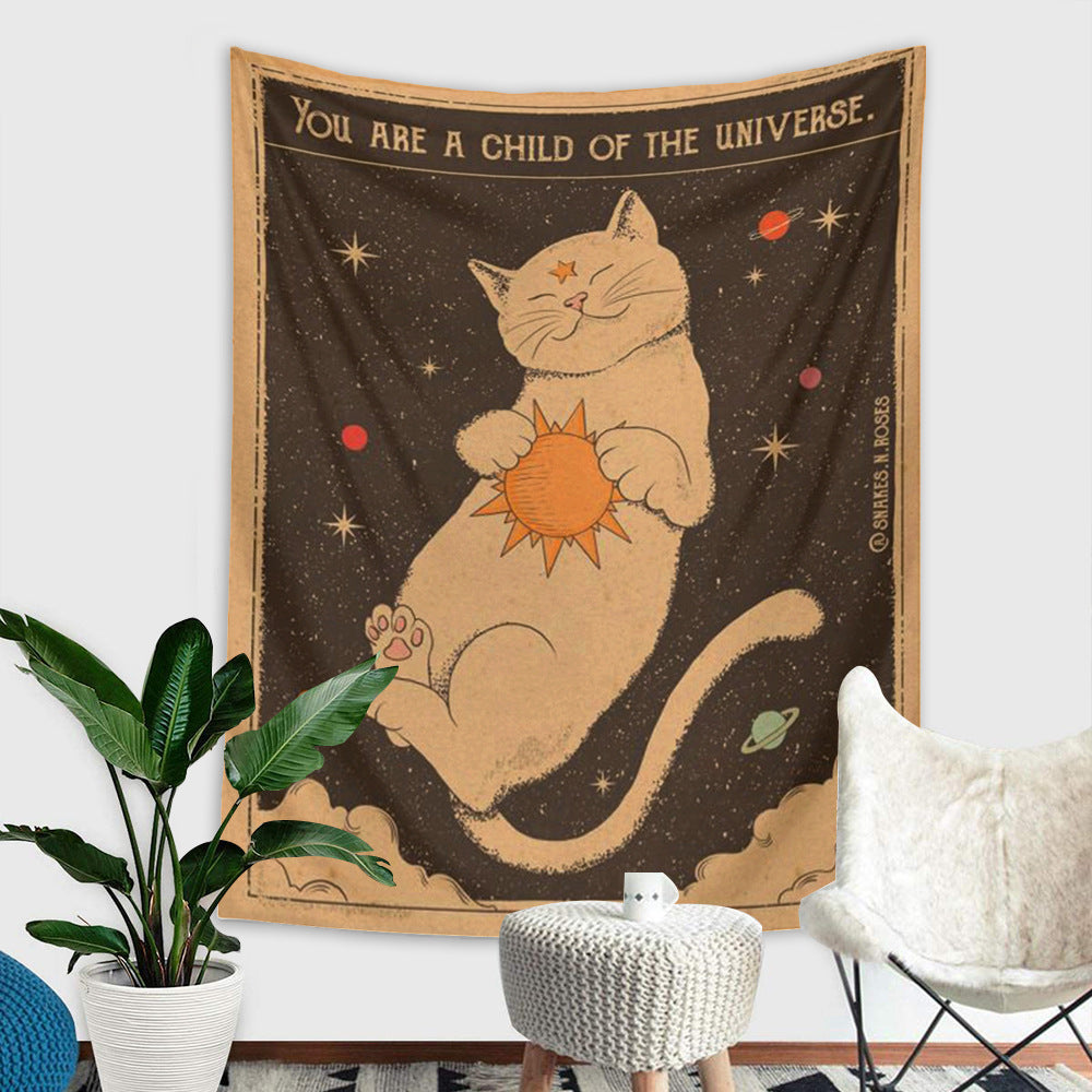 Cat Tapestry, Pet Décor, Cat Décor, Cloth Decoration, Boho Cat Art, Boho Décor, Cat Wall Hanging