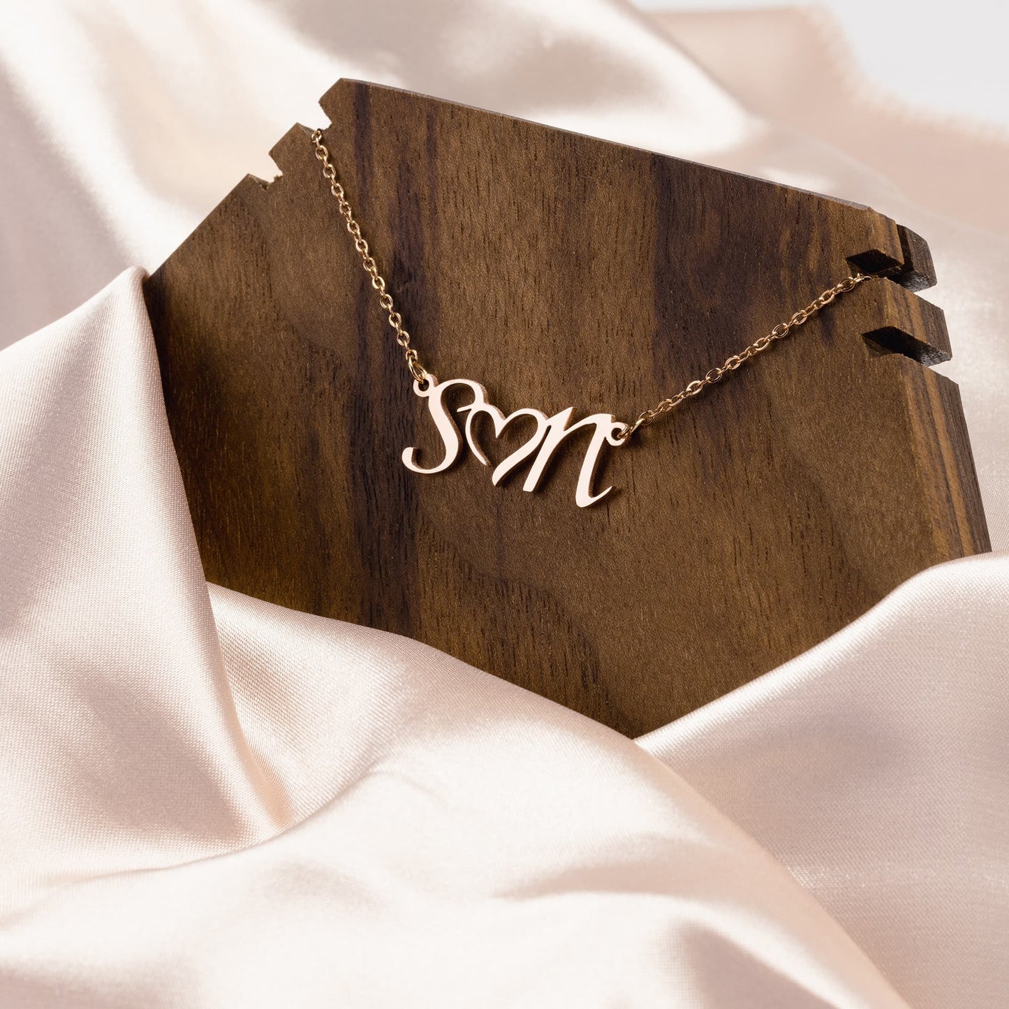 Personalized Necklace with Double Initial Heart Pendant, Personalized Gift for Any Occasion, Ecofriendly