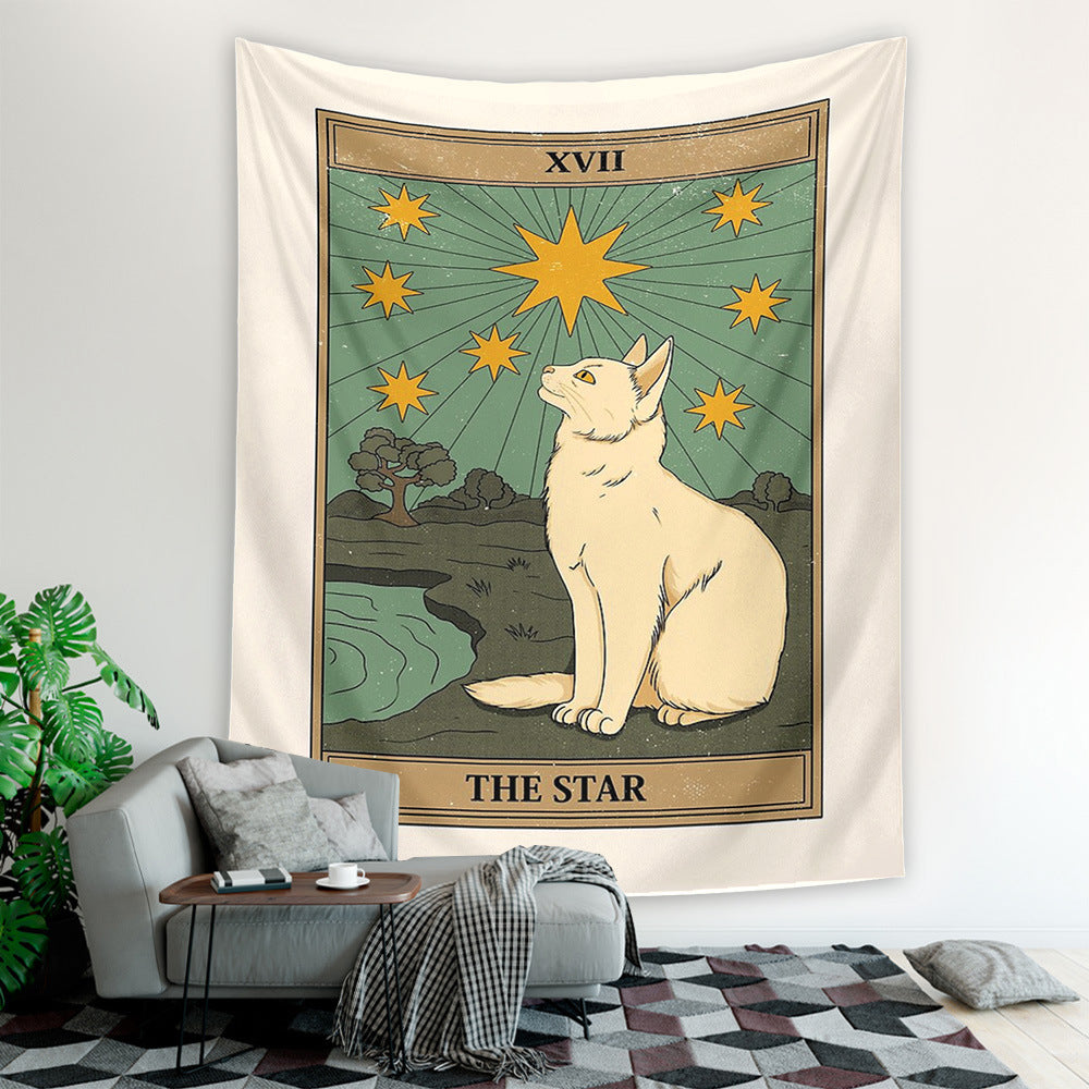Tarot Tapestry, Cat Décor, Pet Décor, Cloth Decoration, Cat Art, Boho Décor, Cat Wall Hanging