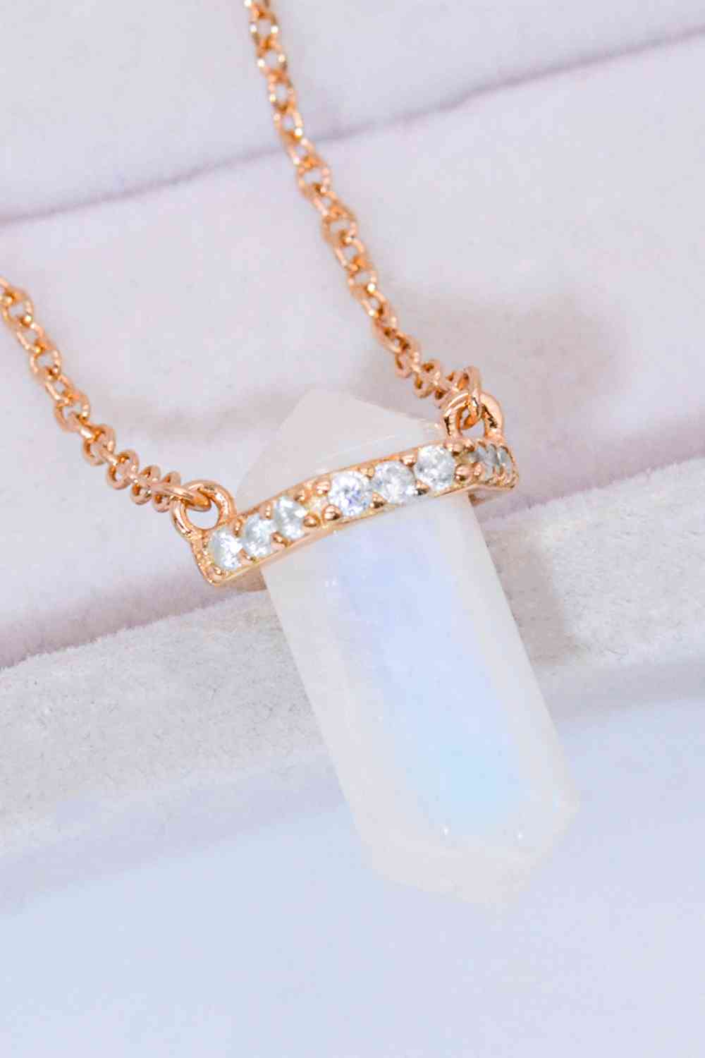 Stylish Necklace Made of Natural Moonstone, Sterling Silver or 18k Rose Gold-Plated