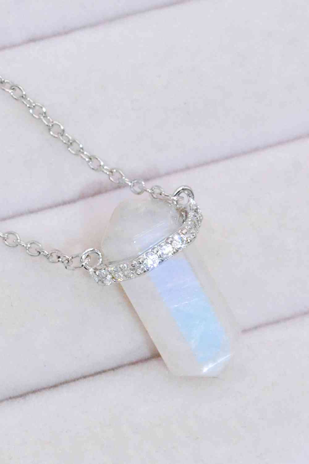 Stylish Necklace Made of Natural Moonstone, Sterling Silver or 18k Rose Gold-Plated